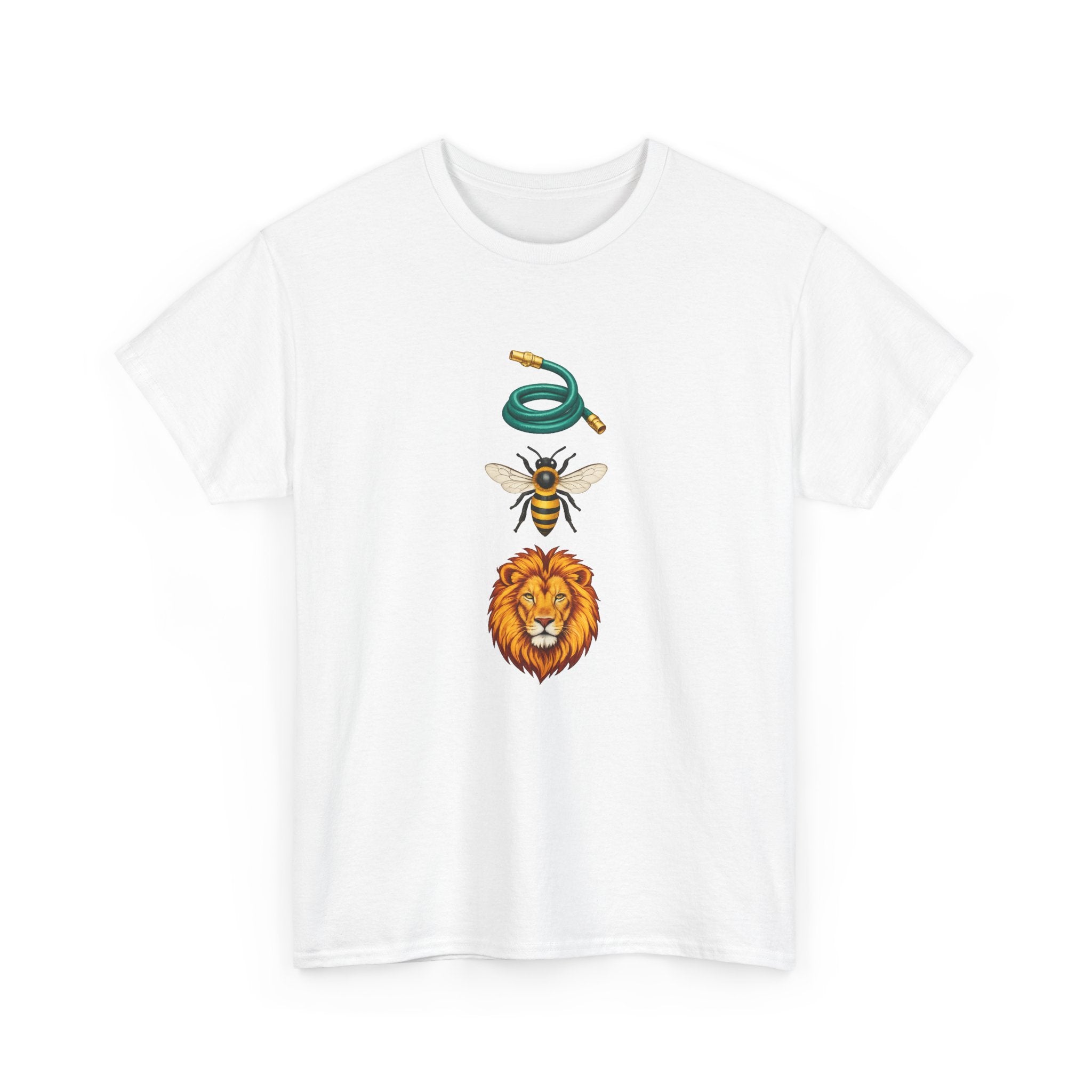 Hose Bee Lion Graphic T-Shirt | Funny Rebus Design Tee | Bold Nature Illustration Shirt