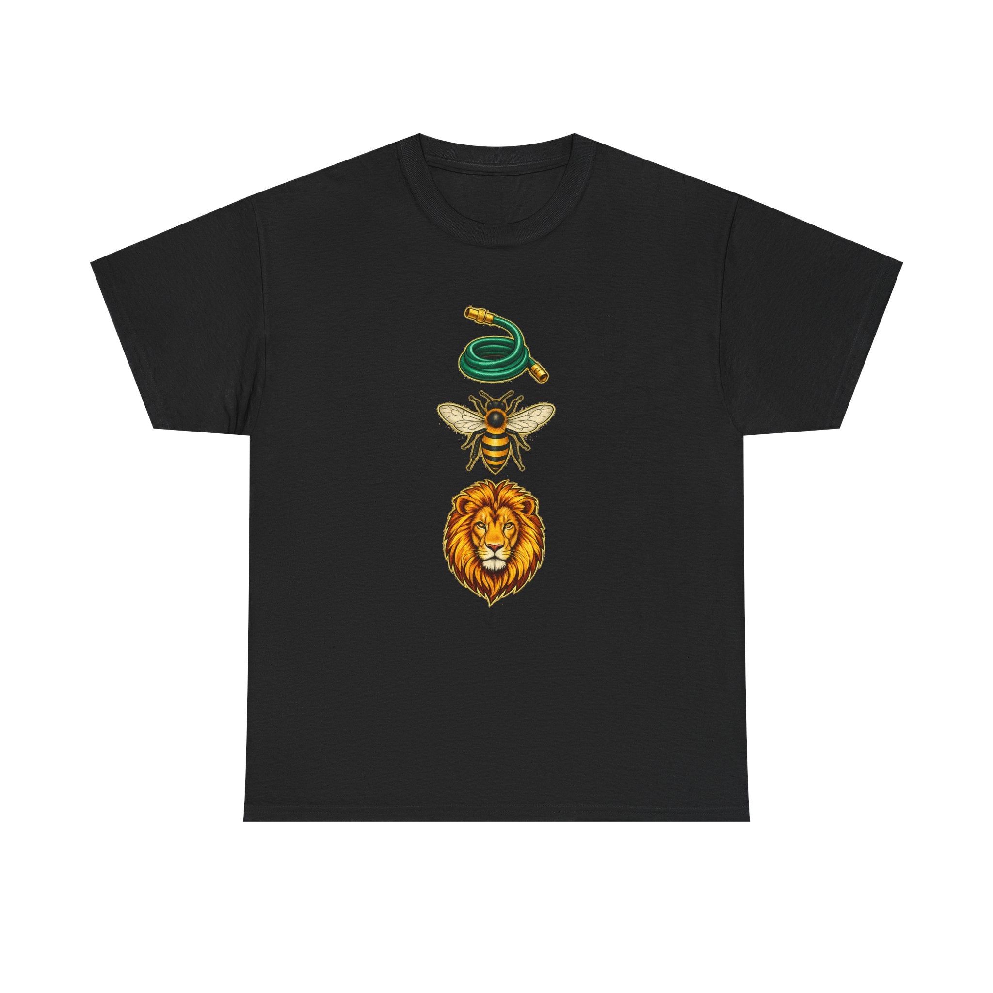 Hose Bee Lion Graphic T-Shirt | Funny Rebus Design Tee | Bold Nature Illustration Shirt