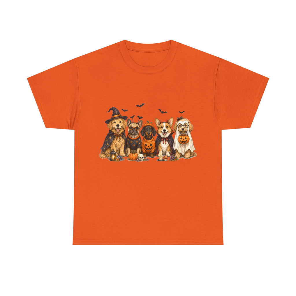 Cute Dogs in Halloween Costumes T-Shirt | Pumpkin, Witch, Bats