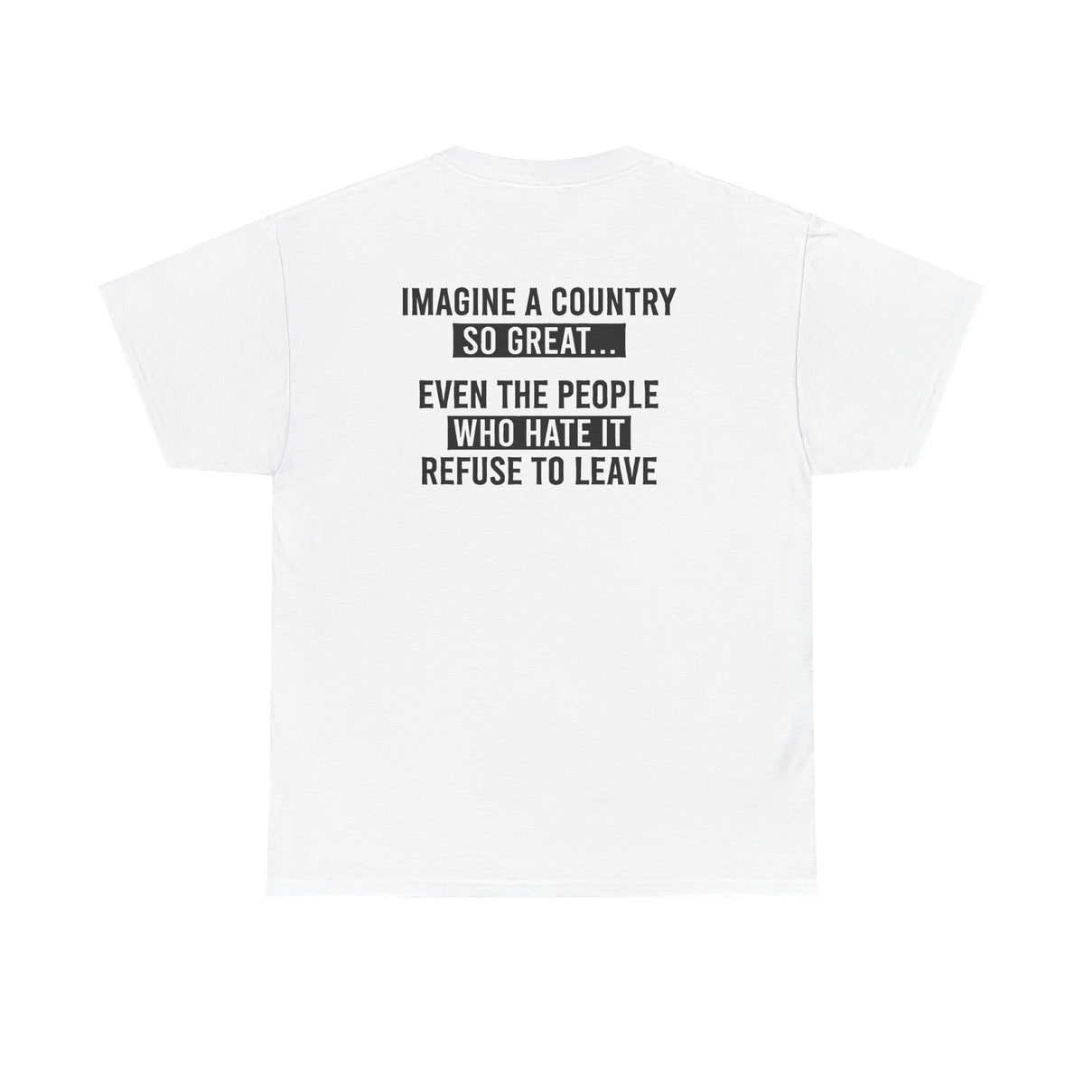 Imagine A Country So Great T-Shirt | Funny Patriotic Sarcastic USA Tee, Political Humor Gift