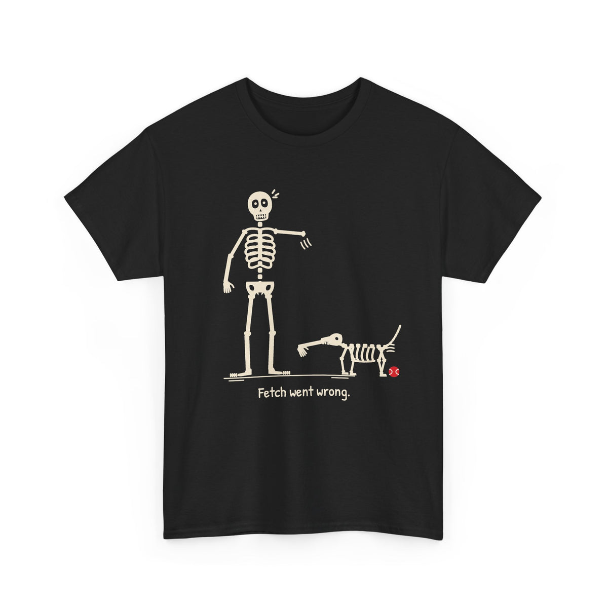 Skeleton Playing Fetch T-Shirt | Funny Halloween Dog Bones Tee