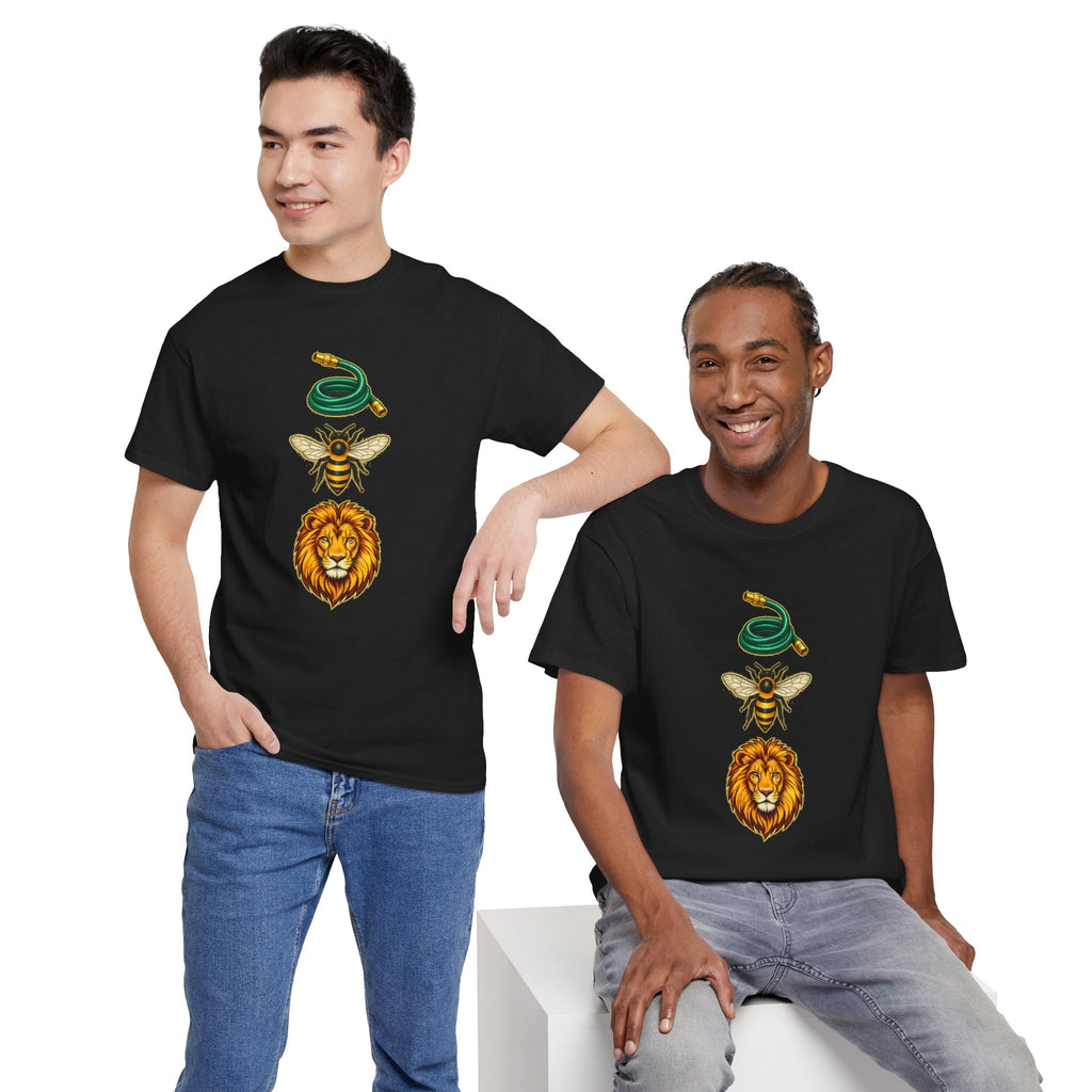 Hose Bee Lion Graphic T-Shirt | Funny Rebus Design Tee | Bold Nature Illustration Shirt