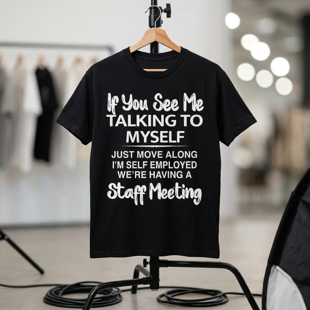 If You See Me Talking To Myself T-Shirt | Funny Self-Employed Staff Meeting Tee, Entrepreneur Gift