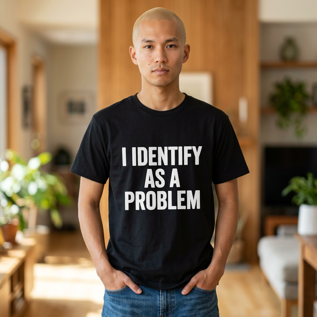 I Identify As A Problem Tee | Statement Text Shirt, Bold Typography
