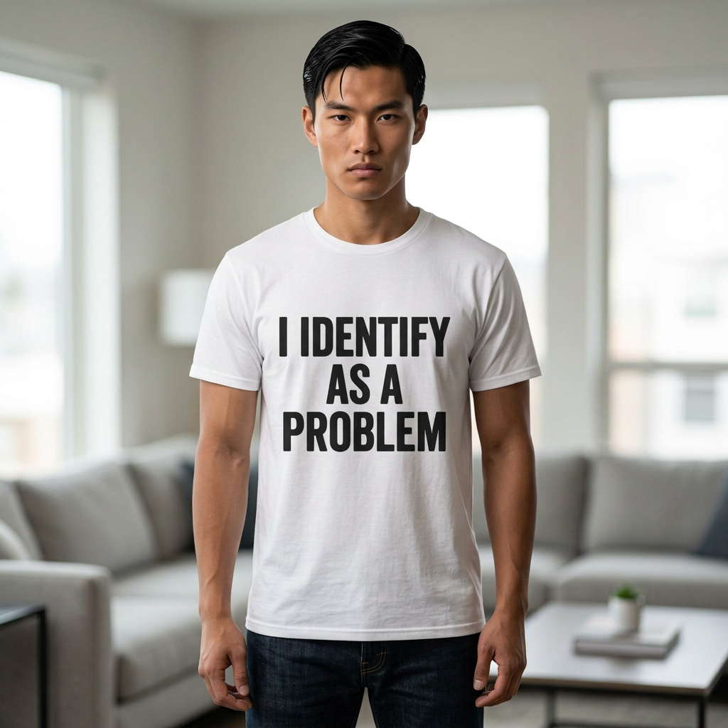I Identify As A Problem Tee | Statement Text Shirt, Bold Typography