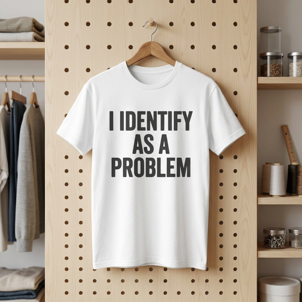 I Identify As A Problem Tee | Statement Text Shirt, Bold Typography