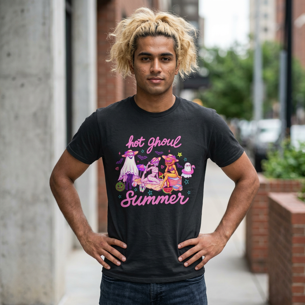 Hot Ghoul Summer T-Shirt | Pastel Goth Beach Tee, Cute Ghost Illustration
