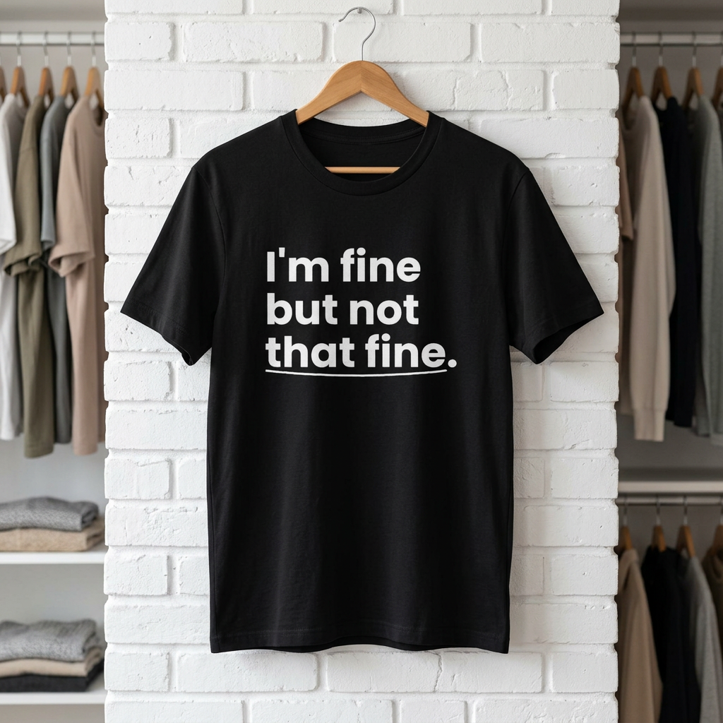 I'm Fine But Not That Fine T-Shirt | Funny Sarcastic Mental Health Humor Tee