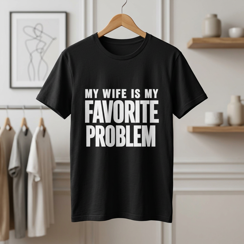 My Wife Is My Favorite Problem T-Shirt | Funny Marriage Quote Tee