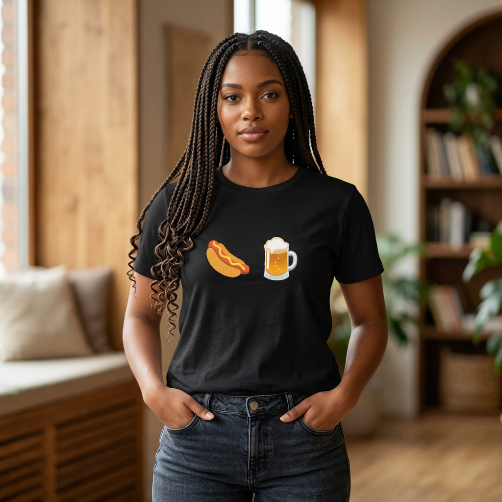 Hot Dog and Beer Emoji Tee | Food Emoji T-Shirt
