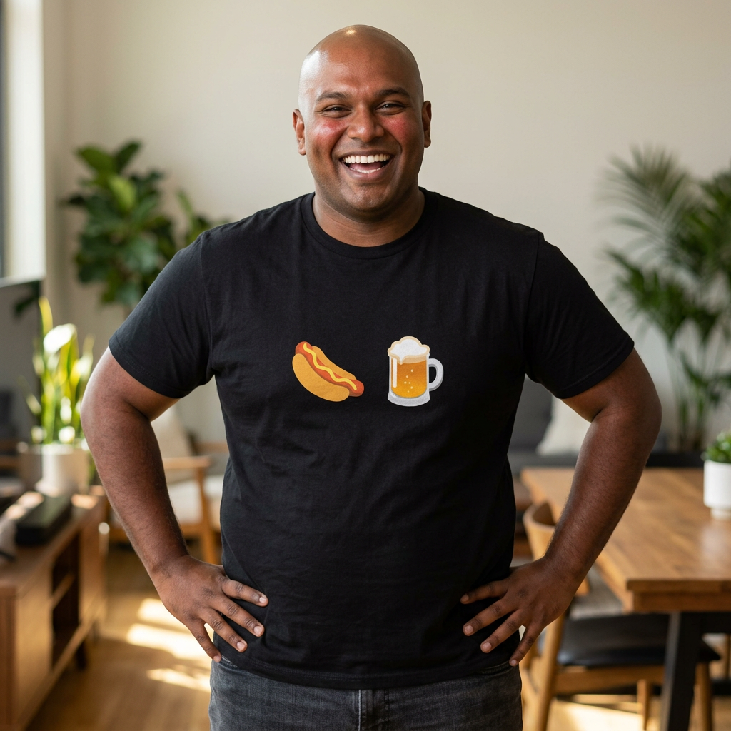 Hot Dog and Beer Emoji Tee | Food Emoji T-Shirt