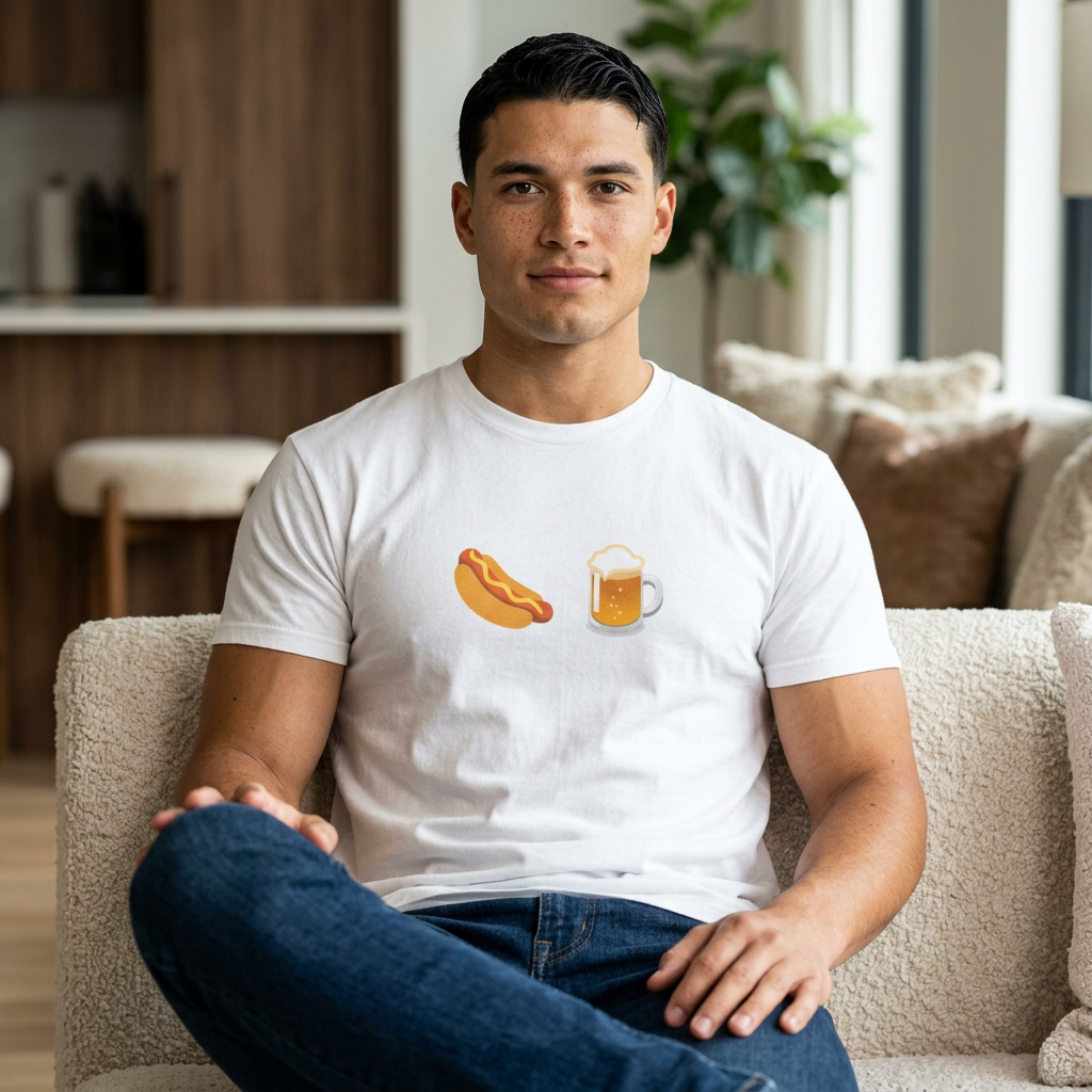Hot Dog and Beer Emoji Tee | Food Emoji T-Shirt