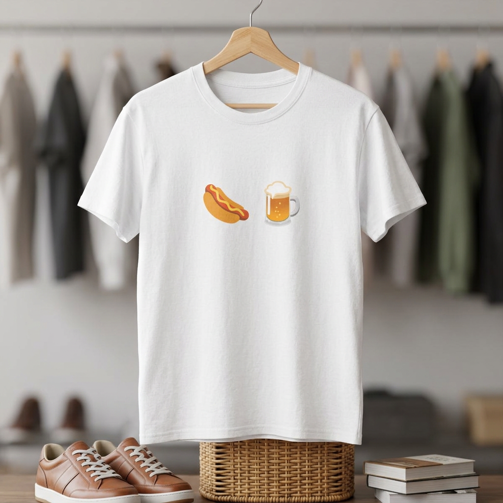 Hot Dog and Beer Emoji Tee | Food Emoji T-Shirt