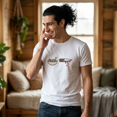Cereal and Bloody Knife T-Shirt | Funny Dark Humor Graphic Tee