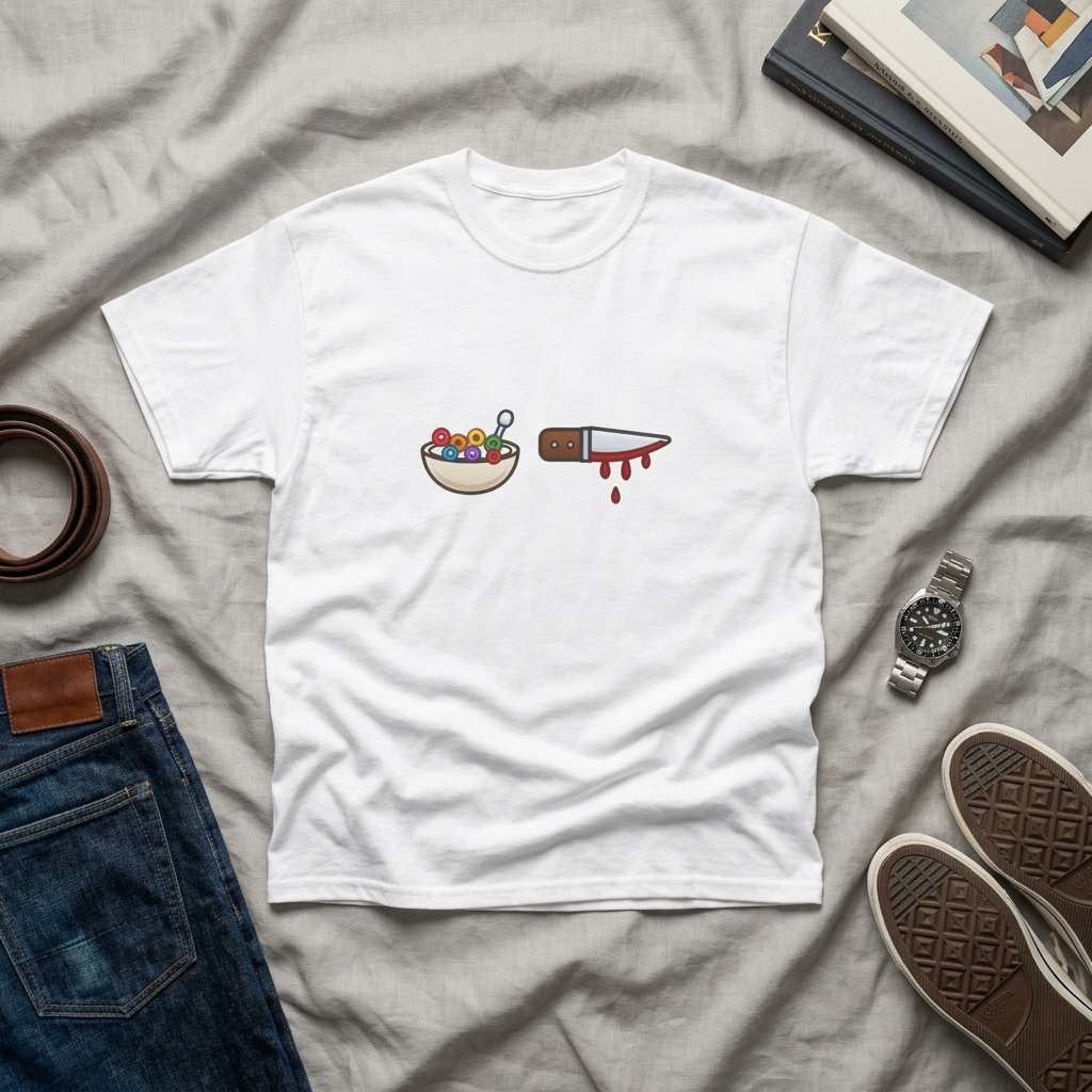 Cereal and Bloody Knife T-Shirt | Funny Dark Humor Graphic Tee