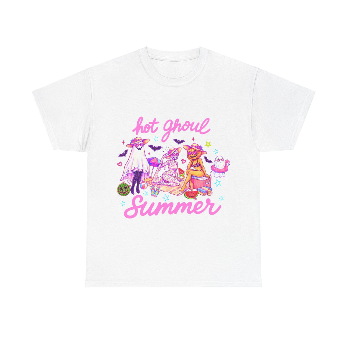Hot Ghoul Summer T-Shirt | Pastel Goth Beach Tee, Cute Ghost Illustration