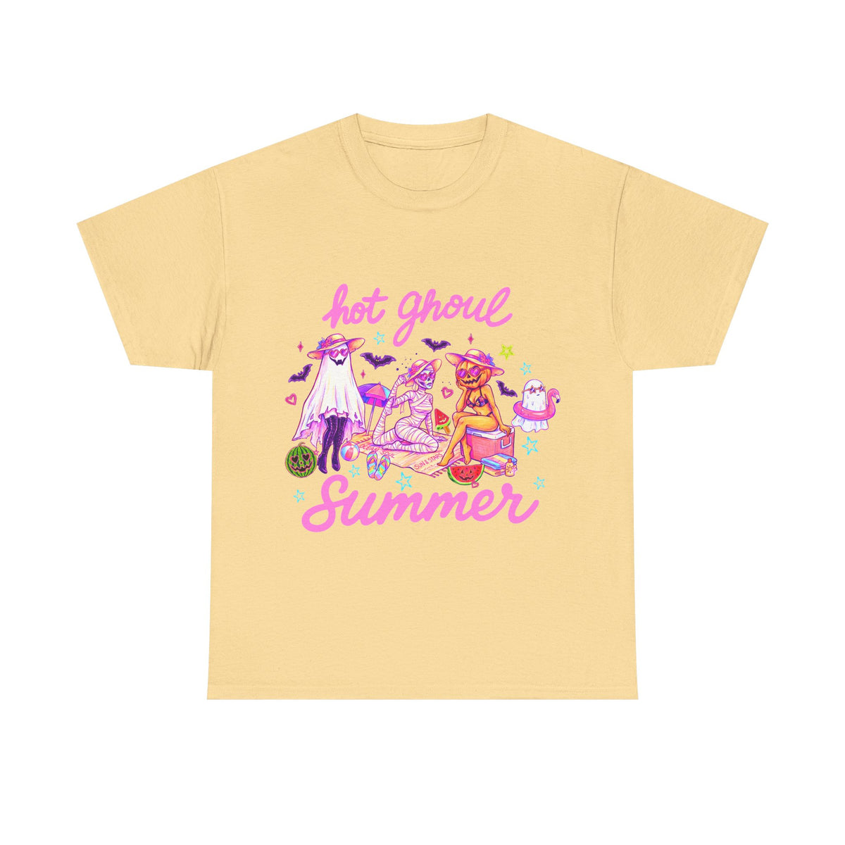 Hot Ghoul Summer T-Shirt | Pastel Goth Beach Tee, Cute Ghost Illustration